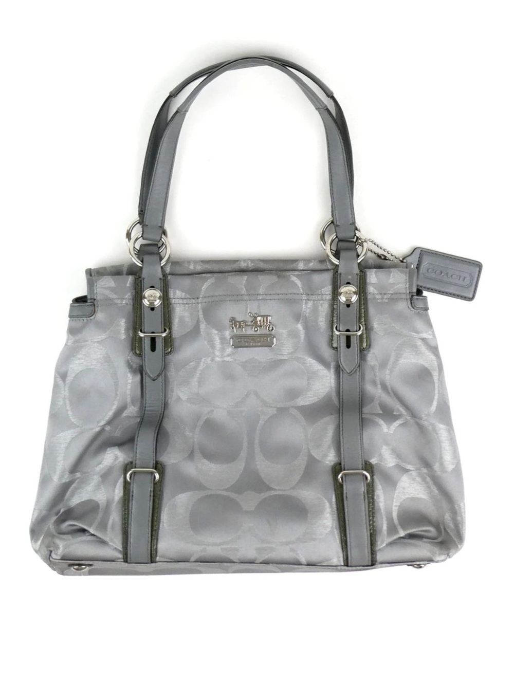 Vintage Coach Gray Madison Mia Signature Satin Tote Bag 15784